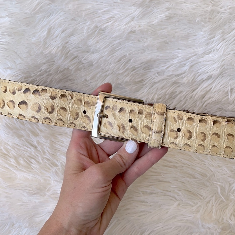 Snakeskin effect leather belt